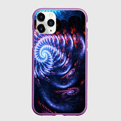 Чехол iPhone 11 Pro матовый Оптический фрактальный узор текстура, цвет: 3D-фиолетовый