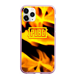 Чехол iPhone 11 Pro матовый PUBG fire steel, цвет: 3D-розовый