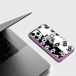 Чехол iPhone 11 Pro матовый Death stranding 2 руки, цвет: 3D-фиолетовый — фото 2
