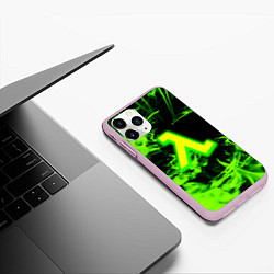 Чехол iPhone 11 Pro матовый Half life кислотное лого огонь, цвет: 3D-розовый — фото 2