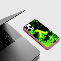 Чехол iPhone 11 Pro матовый Half life кислотное лого огонь, цвет: 3D-малиновый — фото 2