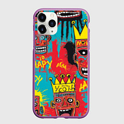 Чехол iPhone 11 Pro матовый Абстракция в стиле баския, цвет: 3D-фиолетовый