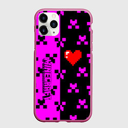 Чехол iPhone 11 Pro матовый Minecraft love game, цвет: 3D-малиновый