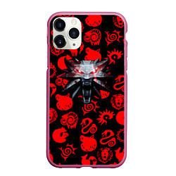 Чехол iPhone 11 Pro матовый The Witcher anime pattern, цвет: 3D-малиновый