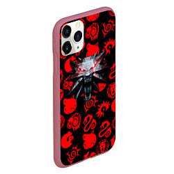 Чехол iPhone 11 Pro матовый The Witcher anime pattern, цвет: 3D-малиновый — фото 2