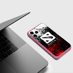 Чехол iPhone 11 Pro матовый Dota2 брызги красок, цвет: 3D-малиновый — фото 2