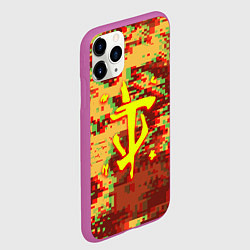 Чехол iPhone 11 Pro матовый Doom камуфляж глитч, цвет: 3D-фиолетовый — фото 2