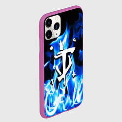 Чехол iPhone 11 Pro матовый Doom fire logo steel, цвет: 3D-фиолетовый — фото 2