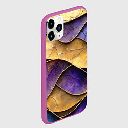 Чехол iPhone 11 Pro матовый Фиолетовые и золотые волны, цвет: 3D-фиолетовый — фото 2