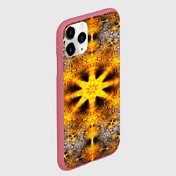 Чехол iPhone 11 Pro матовый Золотые фракталы, цвет: 3D-малиновый — фото 2