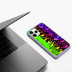 Чехол iPhone 11 Pro матовый Marshmello pattern neon steel, цвет: 3D-светло-сиреневый — фото 2