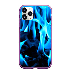 Чехол iPhone 11 Pro матовый Синий огонь текстура, цвет: 3D-фиолетовый