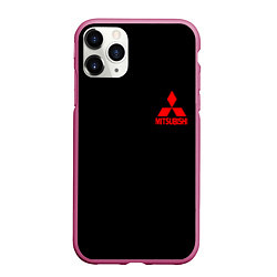 Чехол iPhone 11 Pro матовый Mitsubishi logo, цвет: 3D-малиновый