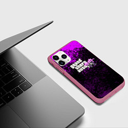 Чехол iPhone 11 Pro матовый GTA 6 vice city брызги красок неон, цвет: 3D-малиновый — фото 2