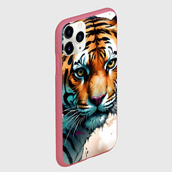 Чехол iPhone 11 Pro матовый Серьезный тигр, цвет: 3D-малиновый — фото 2