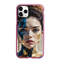 Чехол iPhone 11 Pro матовый Art портрет, цвет: 3D-малиновый