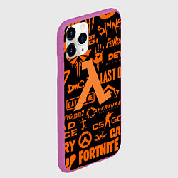 Чехол iPhone 11 Pro матовый Half-life pattern game, цвет: 3D-фиолетовый — фото 2