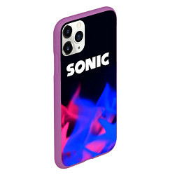 Чехол iPhone 11 Pro матовый Sonic neon flame, цвет: 3D-фиолетовый — фото 2