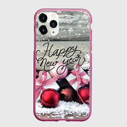 Чехол iPhone 11 Pro матовый Новогодние подарки, цвет: 3D-малиновый