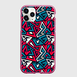 Чехол iPhone 11 Pro матовый Разноцветный граффити паттерн, цвет: 3D-малиновый