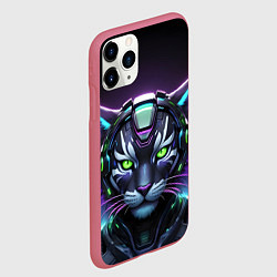 Чехол iPhone 11 Pro матовый Неоновый кибертигр, цвет: 3D-малиновый — фото 2