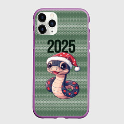 Чехол iPhone 11 Pro матовый Символ 2025 года змея, цвет: 3D-фиолетовый