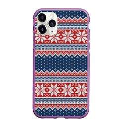 Чехол iPhone 11 Pro матовый Knitted Pattern, цвет: 3D-фиолетовый