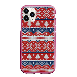 Чехол iPhone 11 Pro матовый New year pattern, цвет: 3D-малиновый