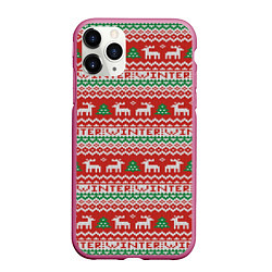 Чехол iPhone 11 Pro матовый Deer christmas pattern