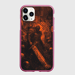 Чехол iPhone 11 Pro матовый Тёмный рыцарь в оранжевых тонах, цвет: 3D-малиновый