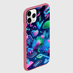 Чехол iPhone 11 Pro матовый Фантастическая абстрактная композиция - сюрреализм, цвет: 3D-малиновый — фото 2