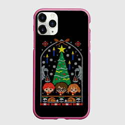 Чехол iPhone 11 Pro матовый Гарри Поттер - Новый год, цвет: 3D-малиновый