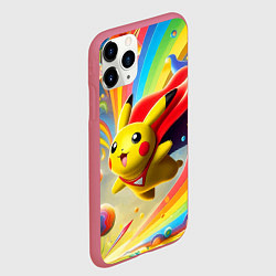 Чехол iPhone 11 Pro матовый Super Pikachu - ai art fantasy, цвет: 3D-малиновый — фото 2