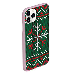 Чехол iPhone 11 Pro матовый Knitted Snowflake Pattern, цвет: 3D-розовый — фото 2