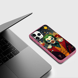 Чехол iPhone 11 Pro матовый Джокер с шампанским - новый год, цвет: 3D-малиновый — фото 2