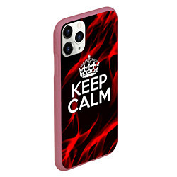 Чехол iPhone 11 Pro матовый Keep calm flame red, цвет: 3D-малиновый — фото 2