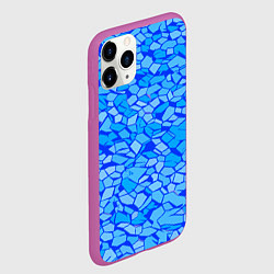 Чехол iPhone 11 Pro матовый Голубые плитки на синем фоне, цвет: 3D-фиолетовый — фото 2