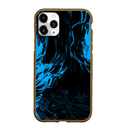 Чехол iPhone 11 Pro матовый Синяя энергия на чёрном фоне, цвет: 3D-коричневый