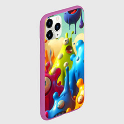 Чехол iPhone 11 Pro матовый Мультяшные персонажи - нейроарт, цвет: 3D-фиолетовый — фото 2