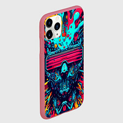 Чехол iPhone 11 Pro матовый Cyber dude with glasses - blots, цвет: 3D-малиновый — фото 2