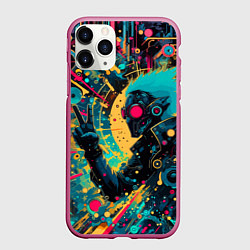 Чехол iPhone 11 Pro матовый Cyberpunk is not dead - motto, цвет: 3D-малиновый