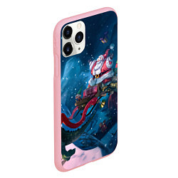 Чехол iPhone 11 Pro матовый Санта с динозаврами, цвет: 3D-баблгам — фото 2