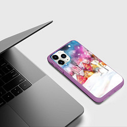 Чехол iPhone 11 Pro матовый Новогодний ночной дворик, цвет: 3D-фиолетовый — фото 2