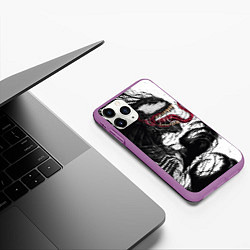 Чехол iPhone 11 Pro матовый Venom - Symbiot, цвет: 3D-фиолетовый — фото 2