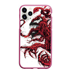 Чехол iPhone 11 Pro матовый Carnage - Symbiot, цвет: 3D-малиновый