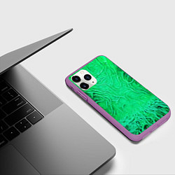 Чехол iPhone 11 Pro матовый Зелёный симбионт абстракция, цвет: 3D-фиолетовый — фото 2
