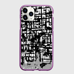 Чехол iPhone 11 Pro матовый Бело-чёрная абстракция, цвет: 3D-фиолетовый
