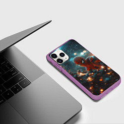 Чехол iPhone 11 Pro матовый Спайдермэн на елке, цвет: 3D-фиолетовый — фото 2