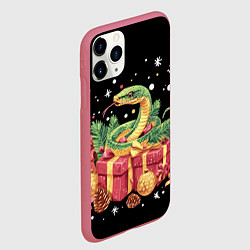 Чехол iPhone 11 Pro матовый Змея в подарок, цвет: 3D-малиновый — фото 2