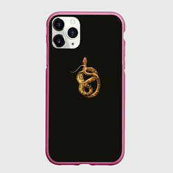 Чехол iPhone 11 Pro матовый Символ 2025 года свернувшаяся змея, цвет: 3D-малиновый